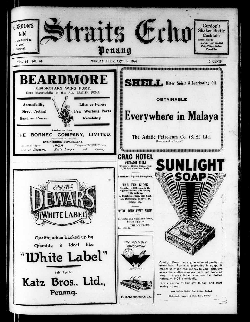 Miniature of Straits Echo 15 February 1926