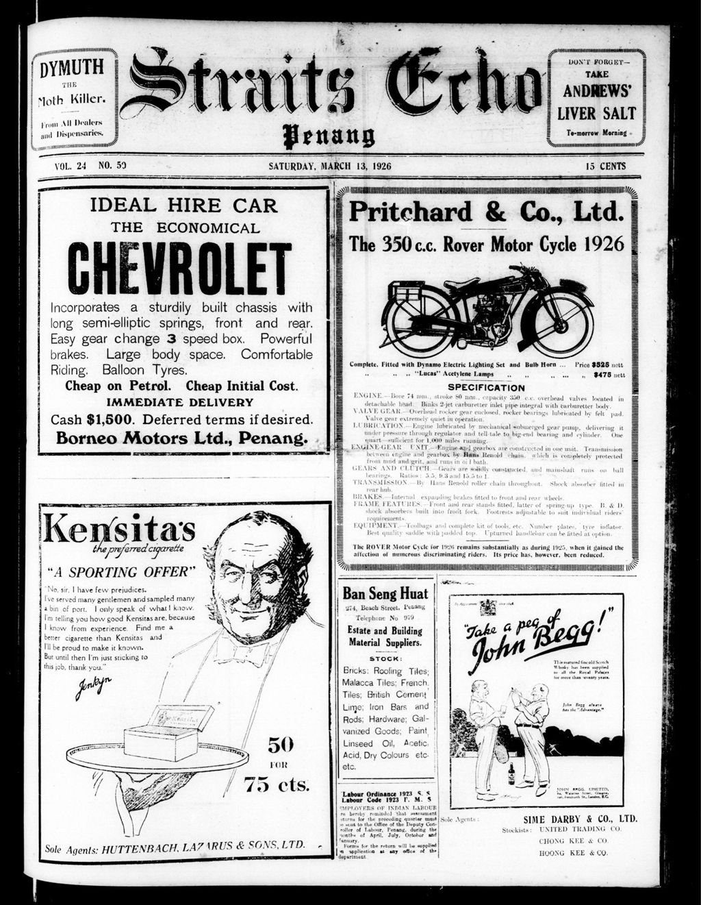 Miniature of Straits Echo 13 March 1926