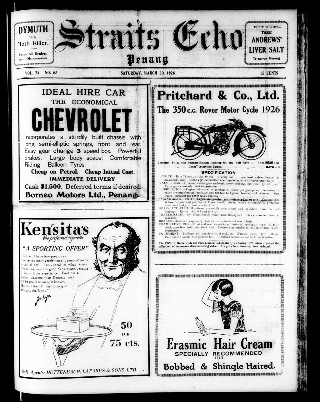 Miniature of Straits Echo 20 March 1926