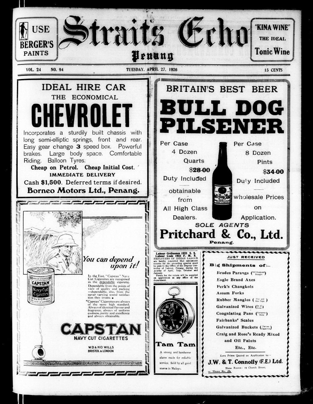 Miniature of Straits Echo 27 April 1926