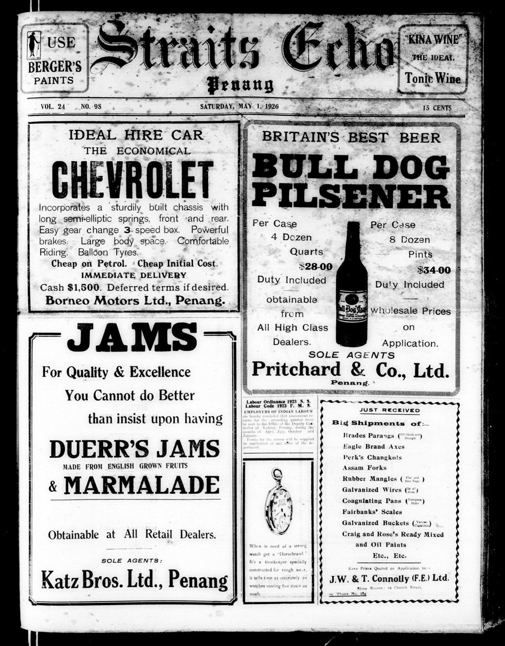 Miniature of Straits Echo 01 May 1926