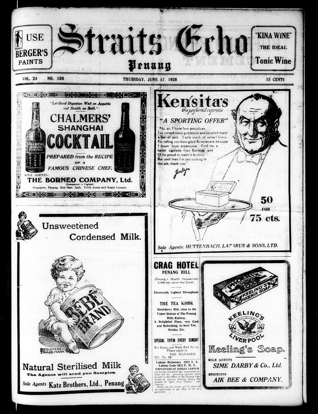 Miniature of Straits Echo 17 June 1926