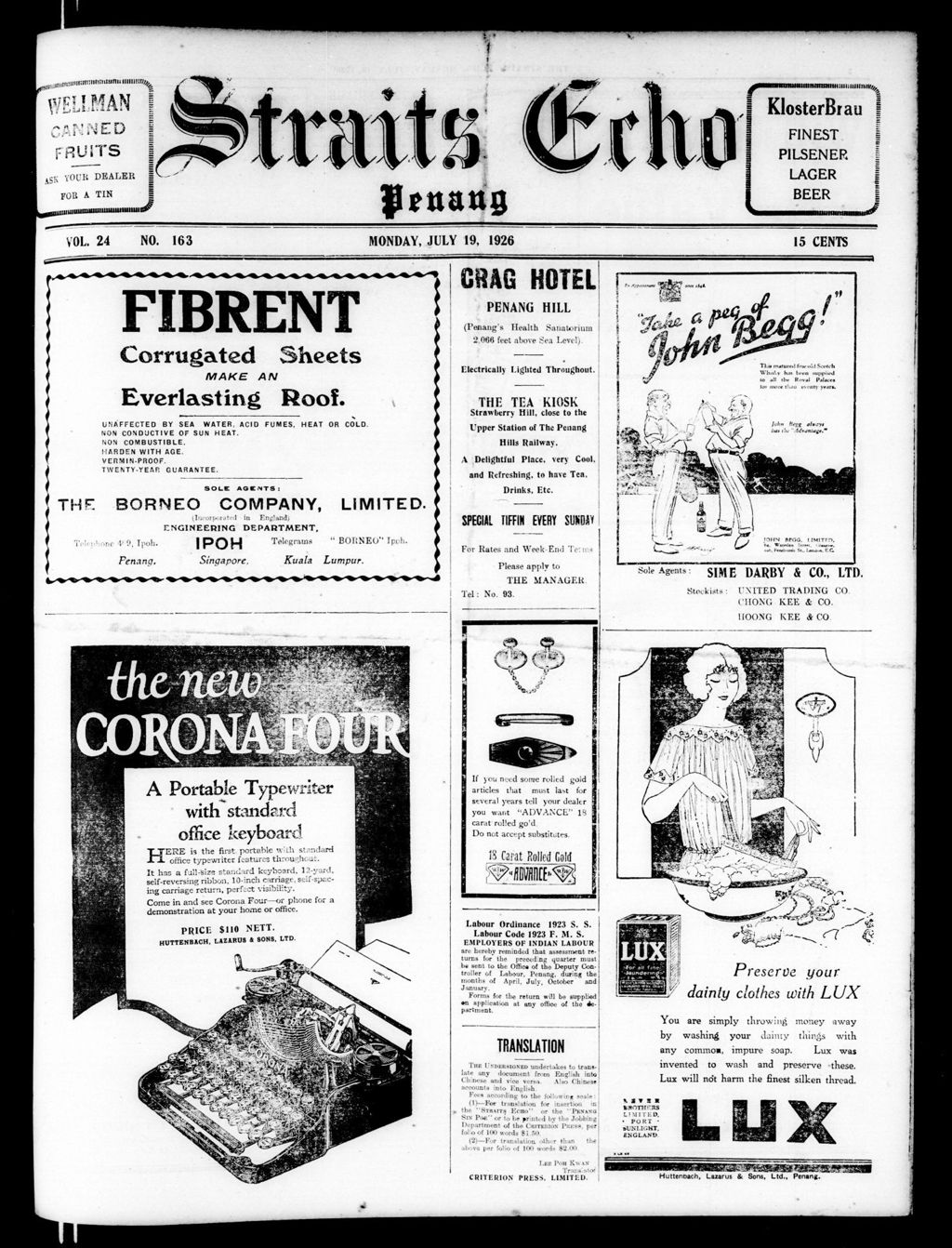 Miniature of Straits Echo 19 July 1926