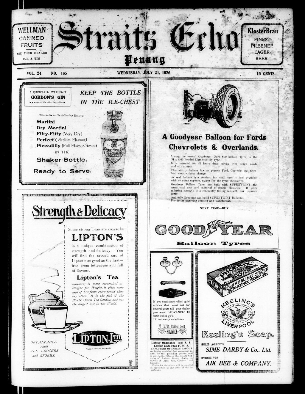 Miniature of Straits Echo 21 July 1926