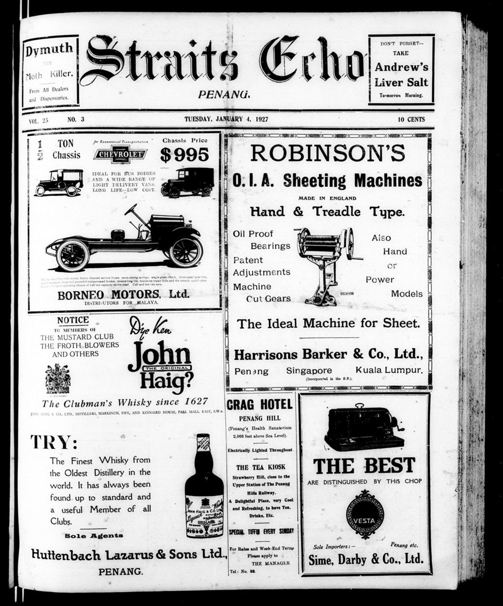 Miniature of Straits Echo 04 January 1927