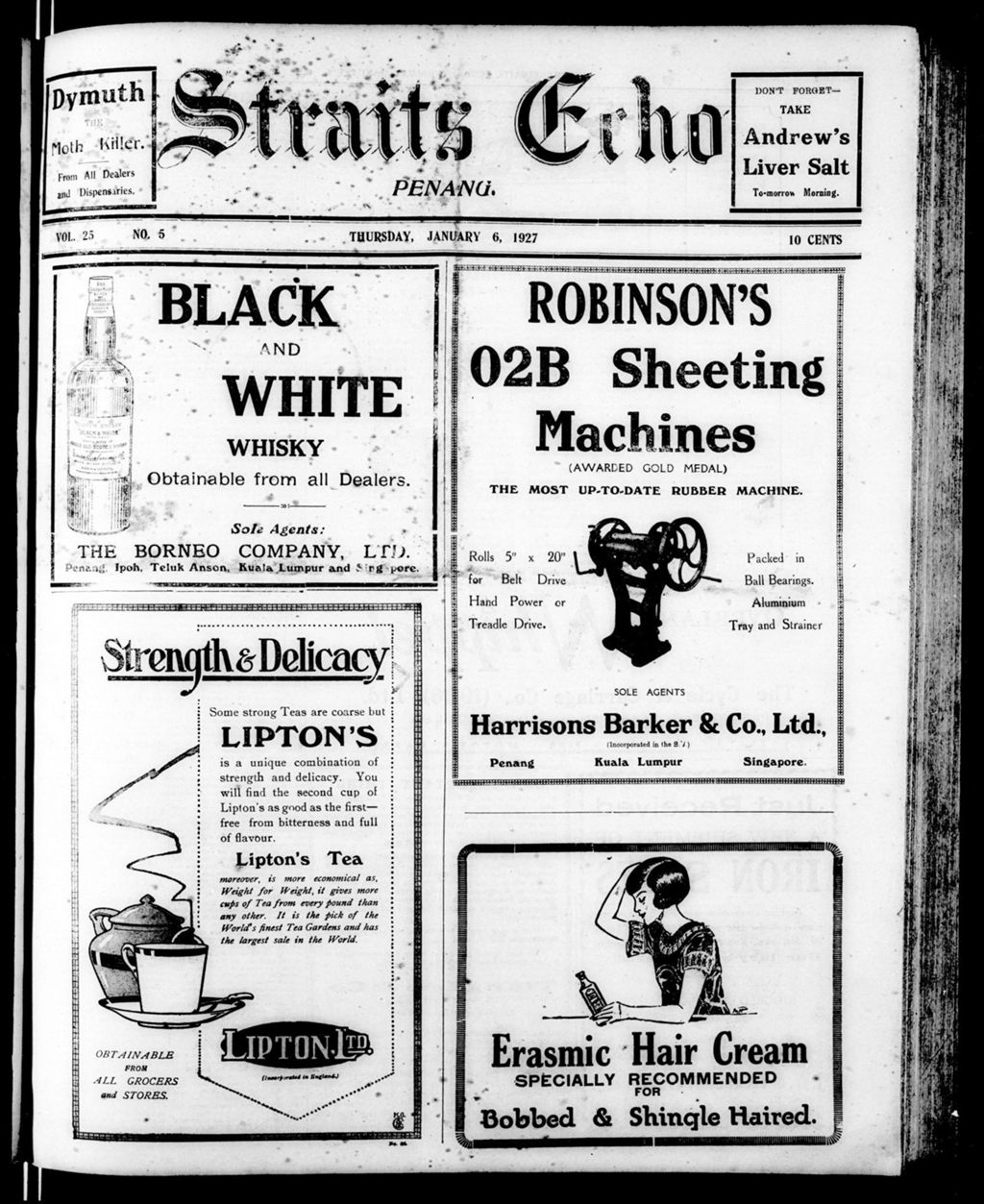 Miniature of Straits Echo 06 January 1927