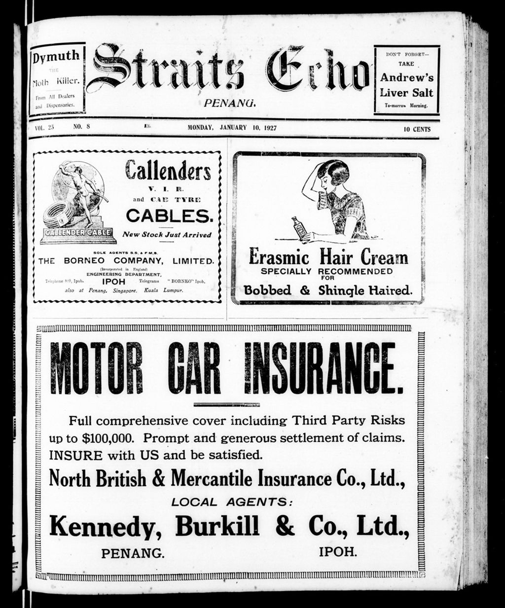 Miniature of Straits Echo 10 January 1927