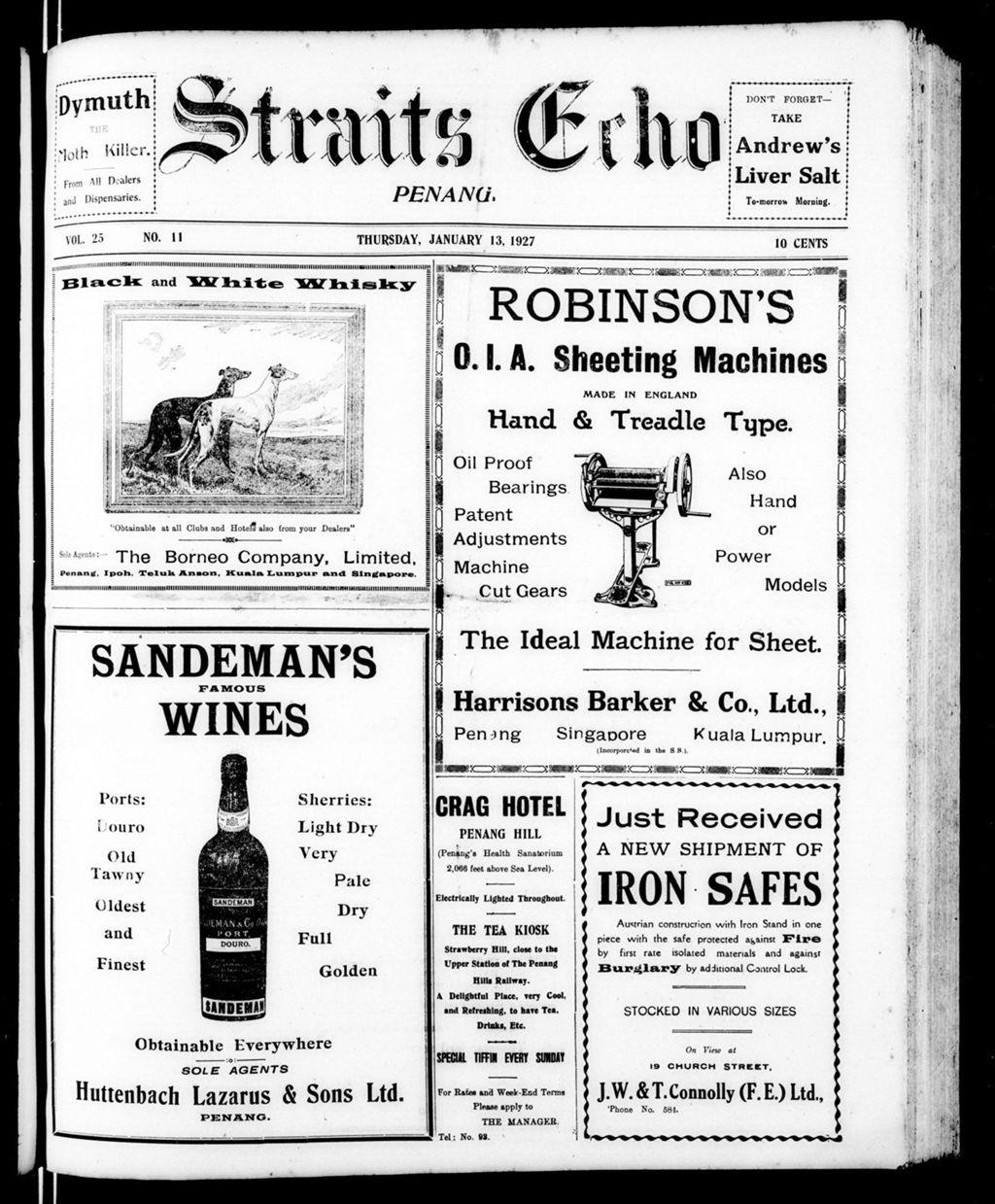 Miniature of Straits Echo 13 January 1927