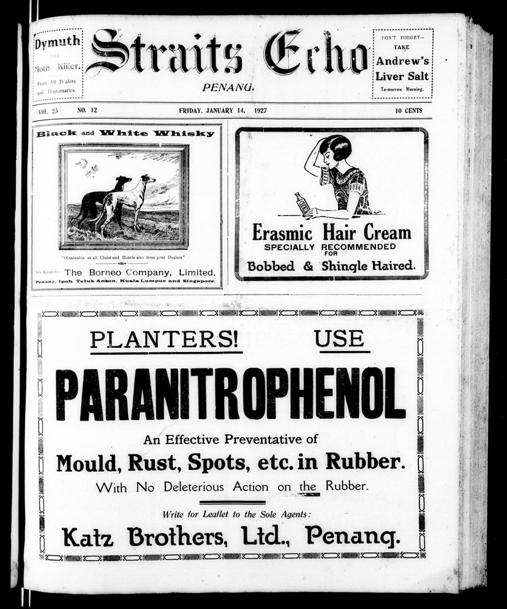 Miniature of Straits Echo 14 January 1927