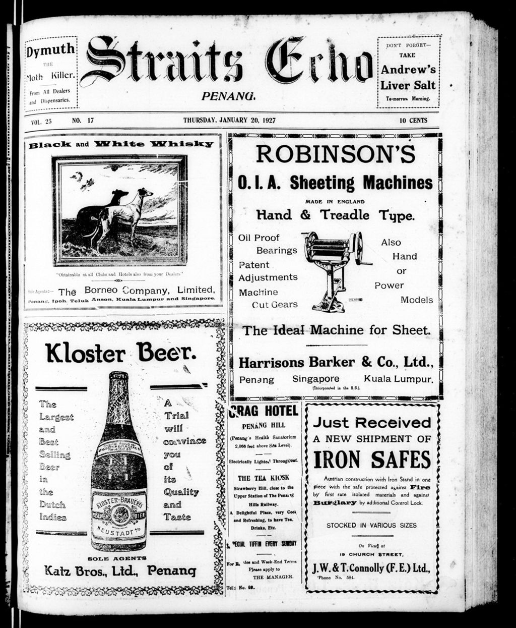 Miniature of Straits Echo 20 January 1927