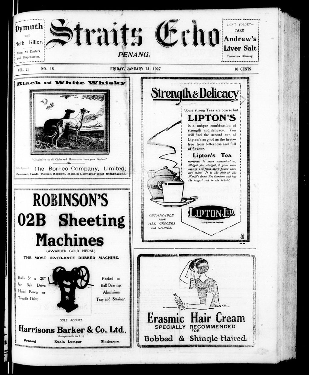 Miniature of Straits Echo 21 January 1927