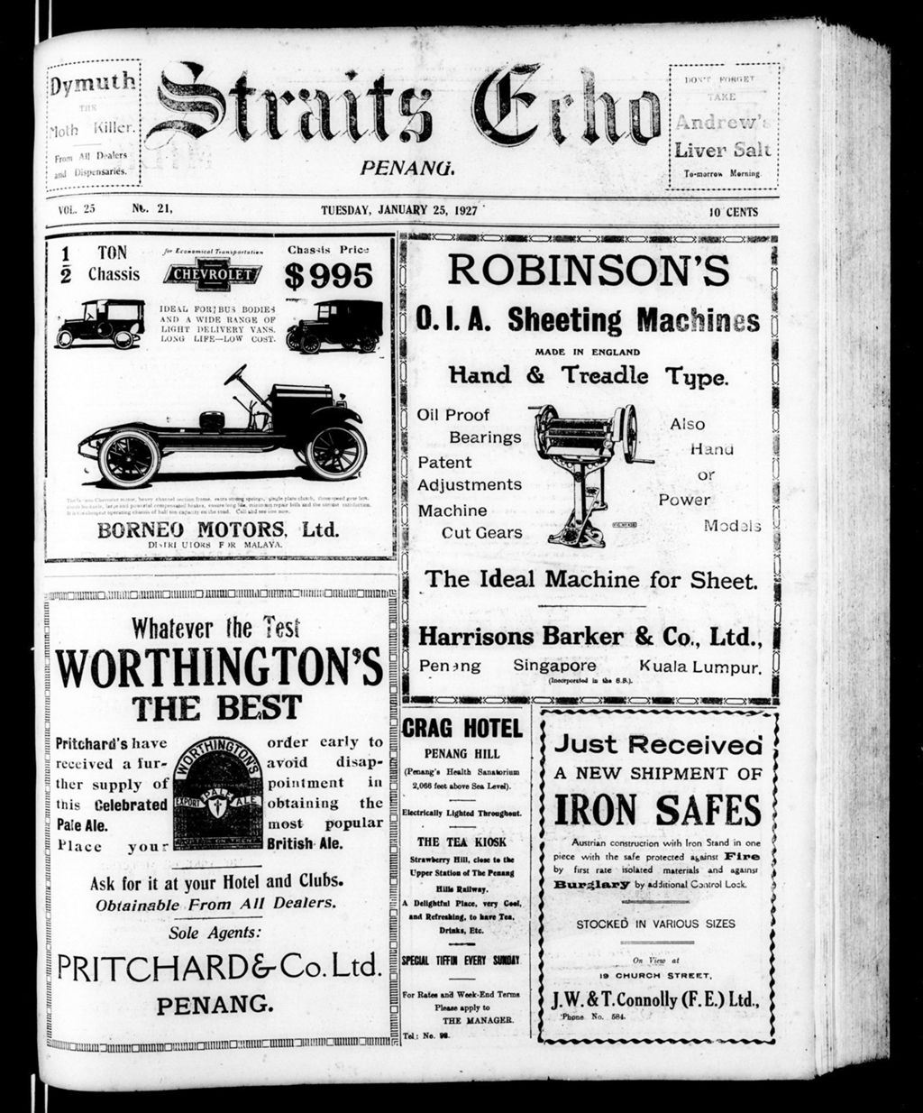 Miniature of Straits Echo 25 January 1927