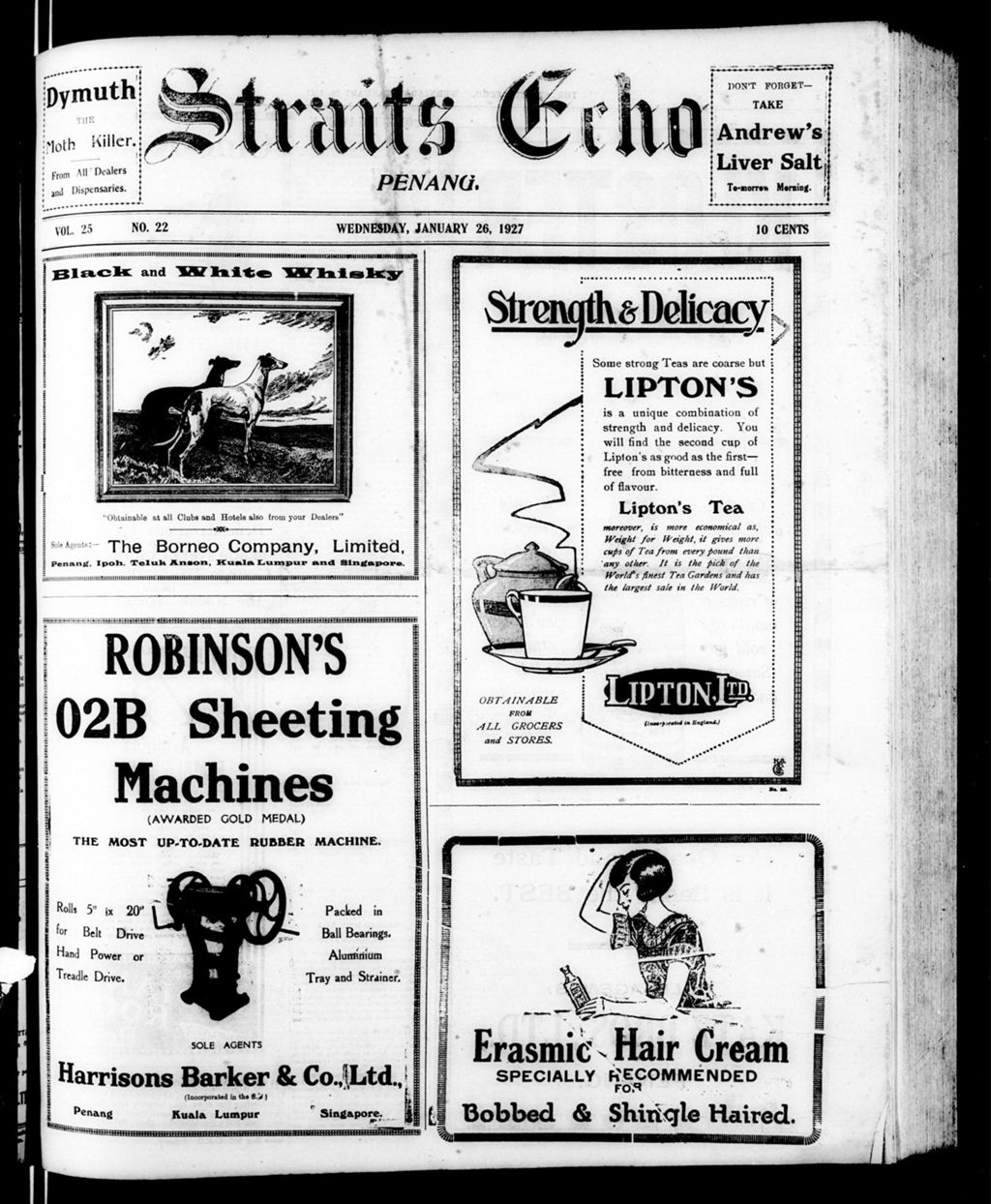 Miniature of Straits Echo 26 January 1927