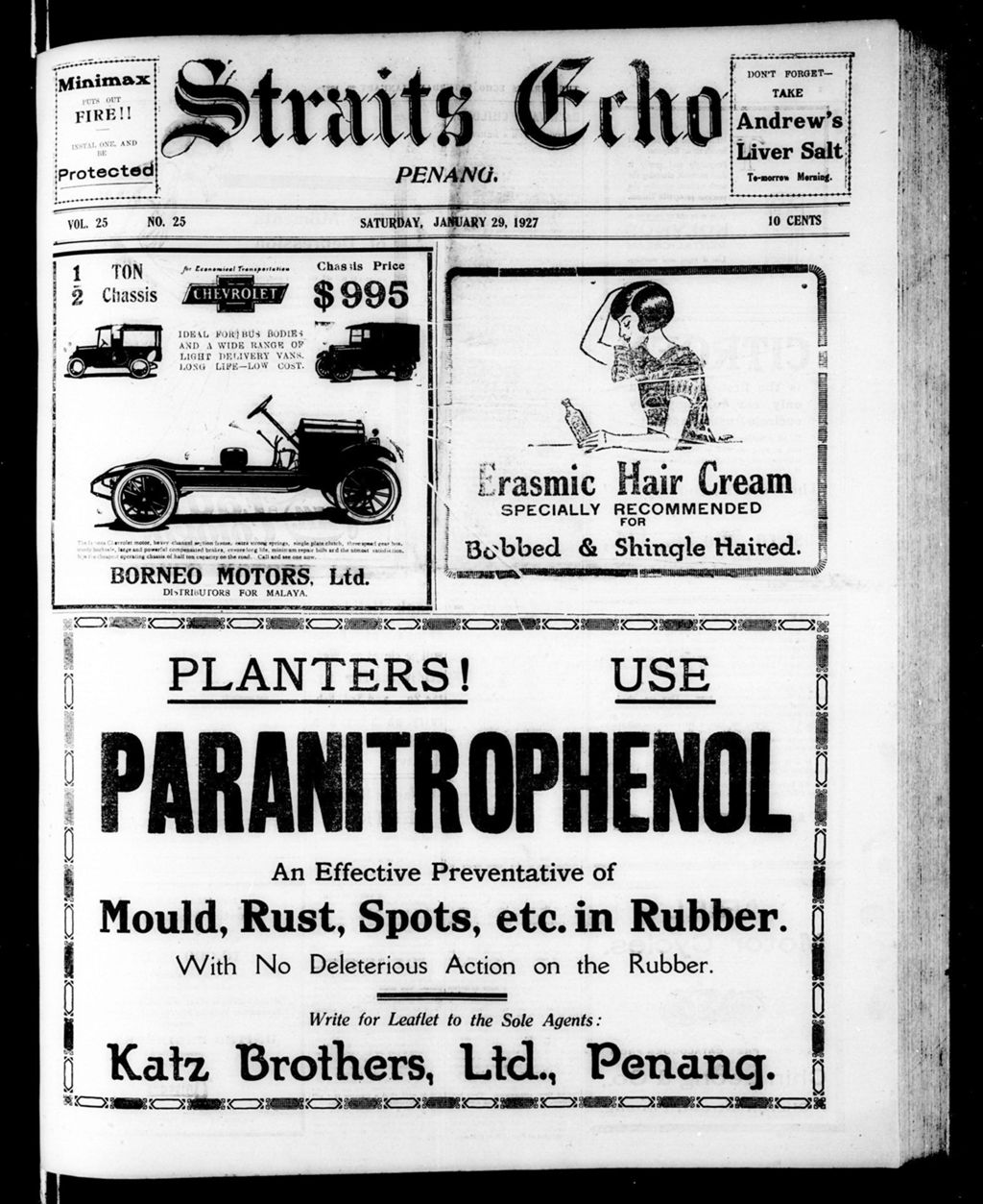 Miniature of Straits Echo 29 January 1927