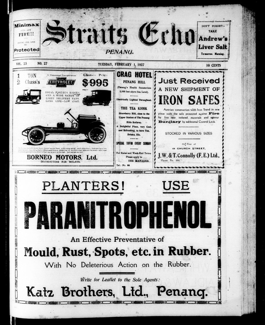 Miniature of Straits Echo 01 February 1927