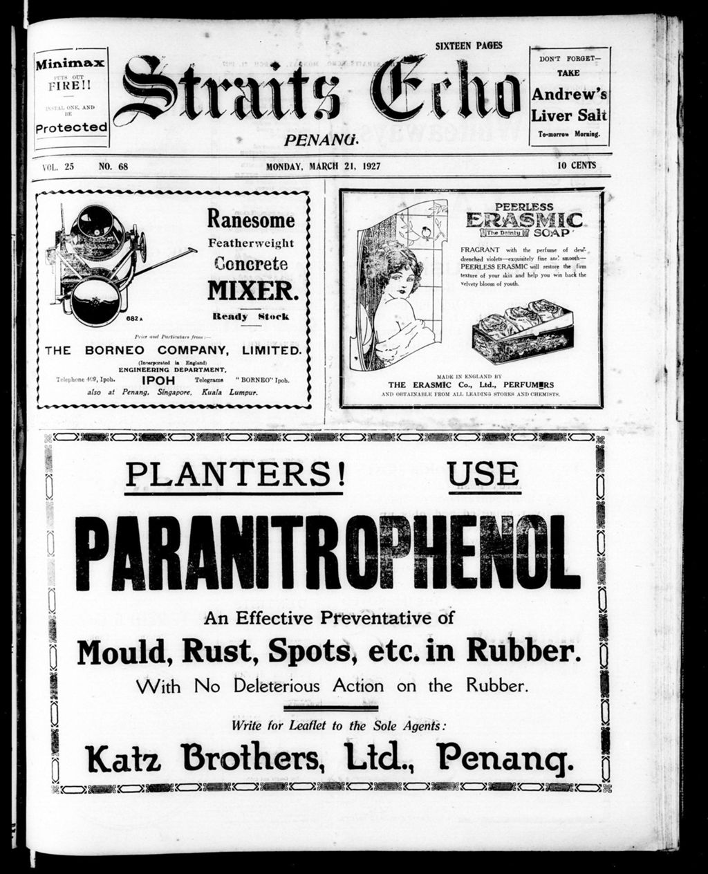 Miniature of Straits Echo 21 March 1927