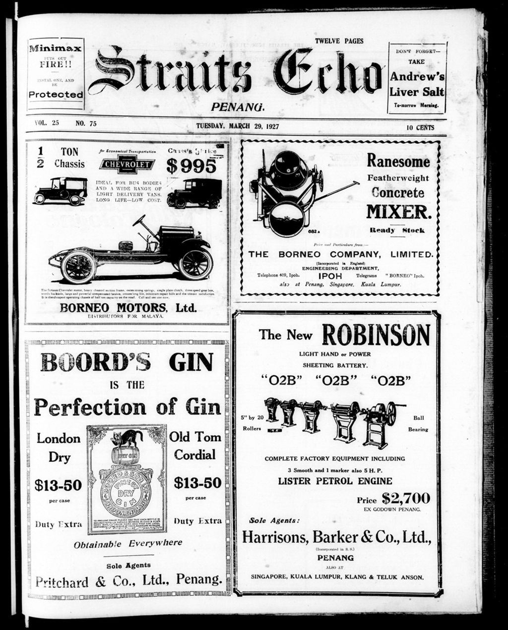 Miniature of Straits Echo 29 March 1927