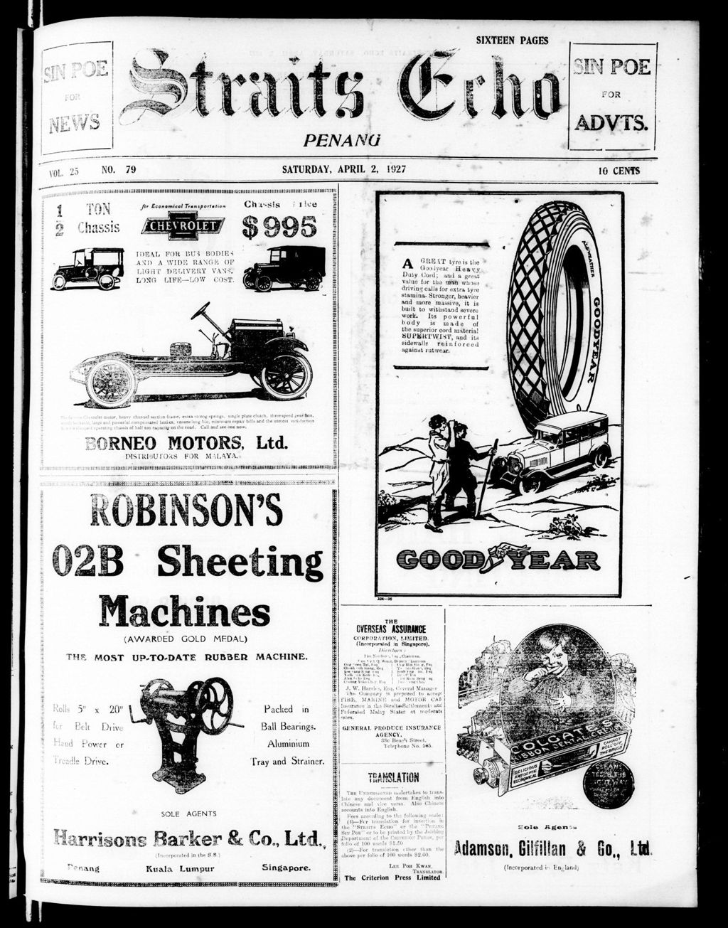 Miniature of Straits Echo 02 April 1927