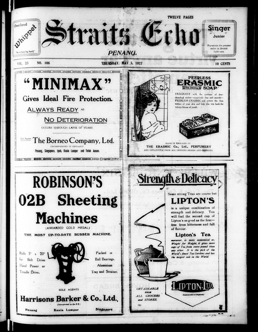 Miniature of Straits Echo 05 May 1927