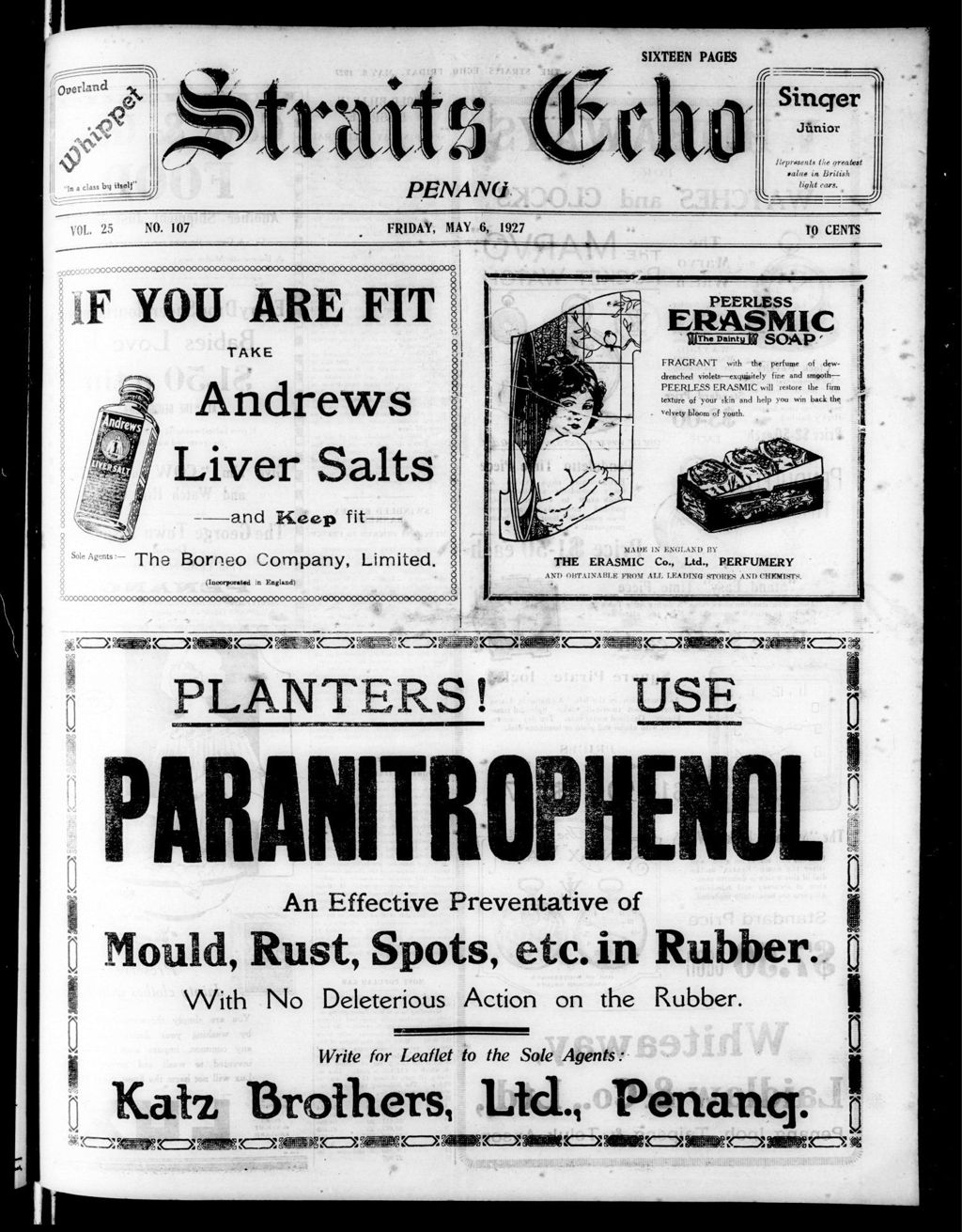 Miniature of Straits Echo 06 May 1927