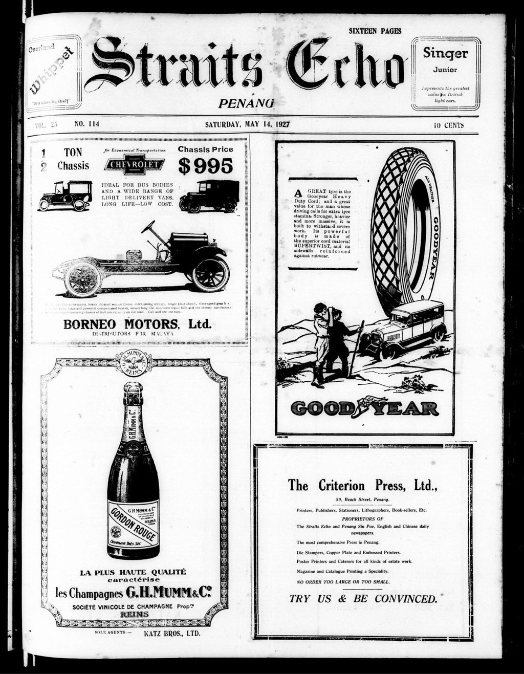 Miniature of Straits Echo 14 May 1927