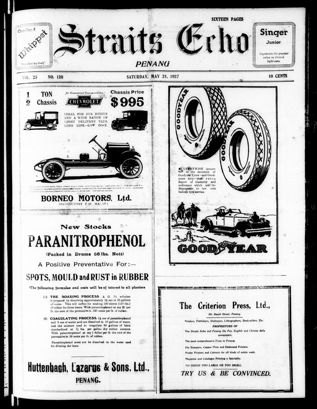 Miniature of Straits Echo 21 May 1927