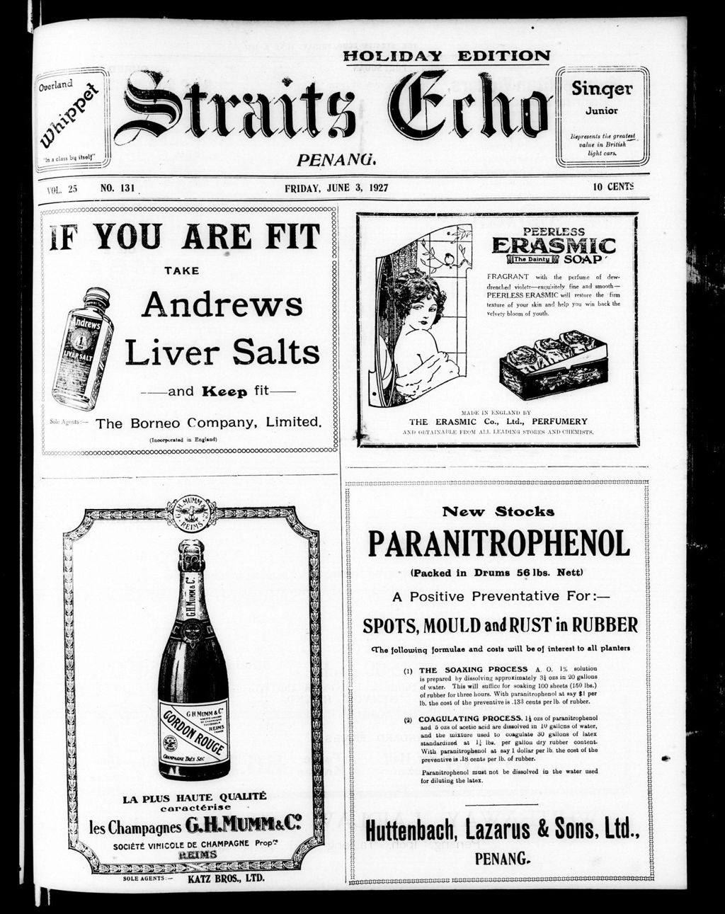 Miniature of Straits Echo 03 June 1927