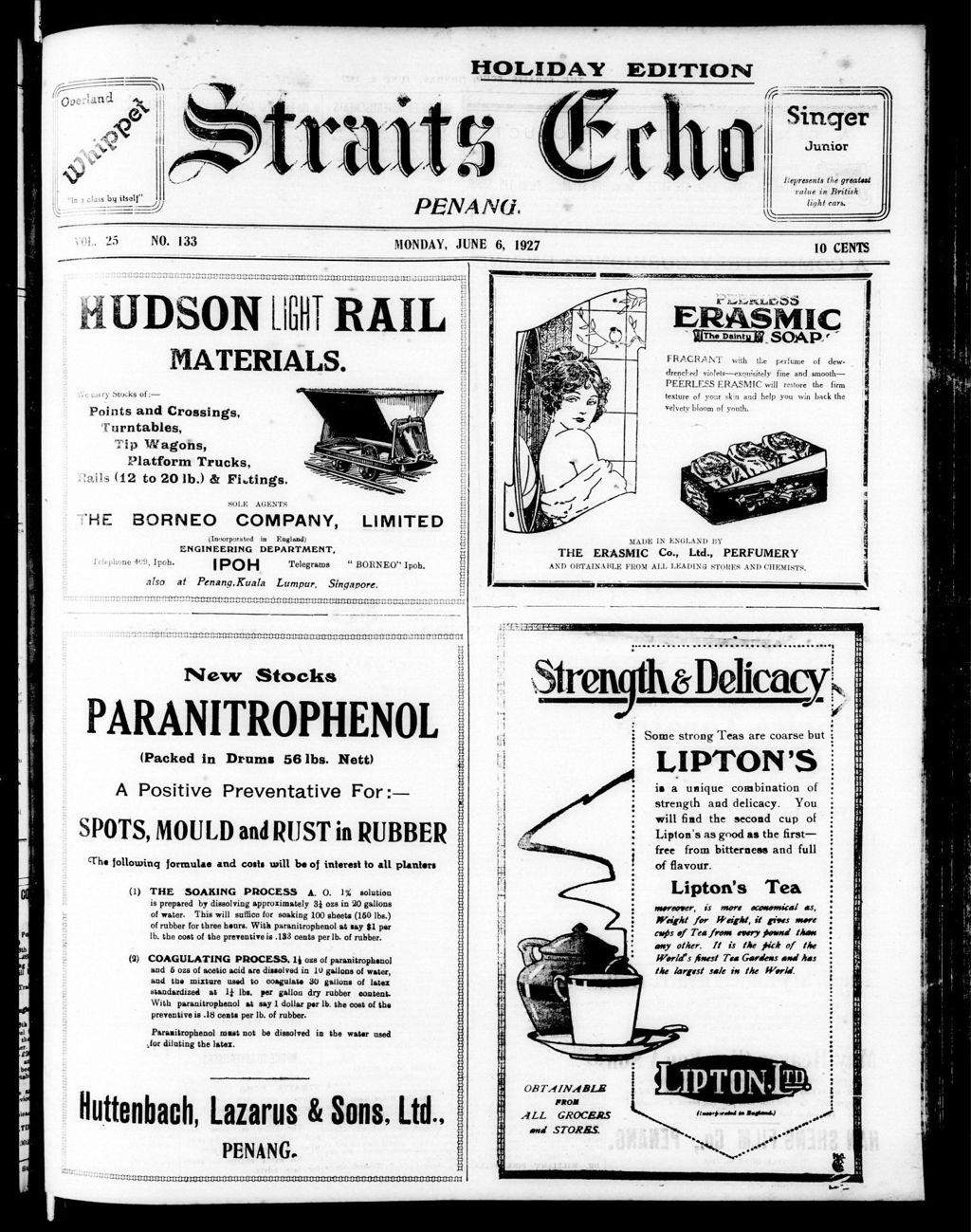 Miniature of Straits Echo 06 June 1927