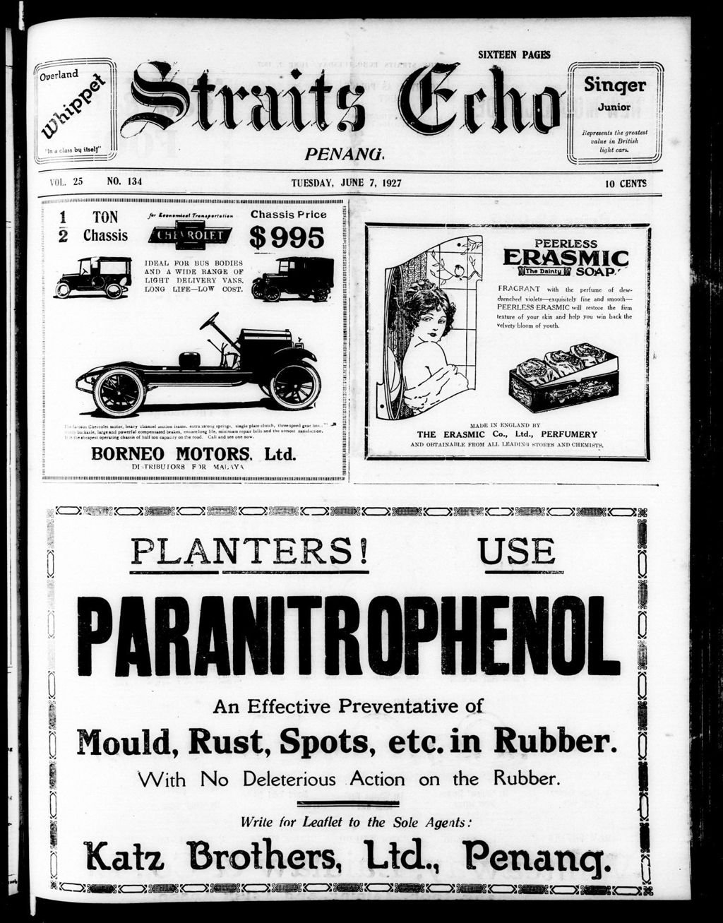 Miniature of Straits Echo 07 June 1927