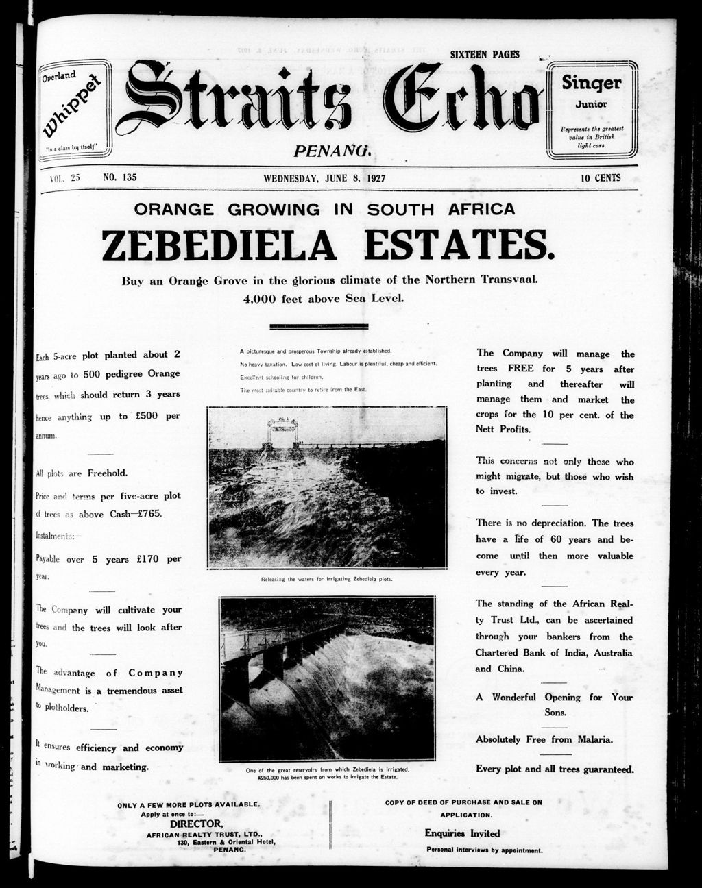 Miniature of Straits Echo 08 June 1927