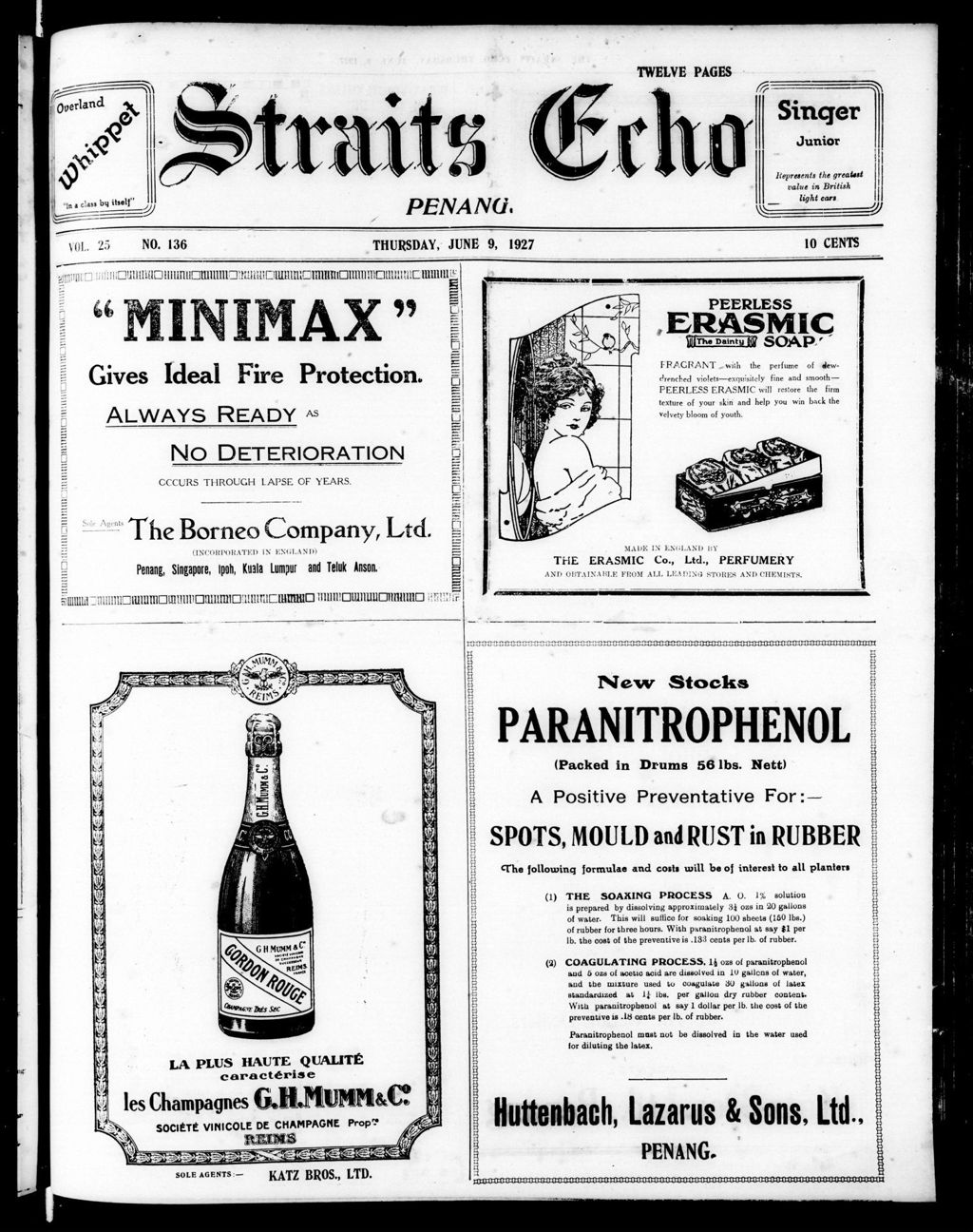 Miniature of Straits Echo 09 June 1927