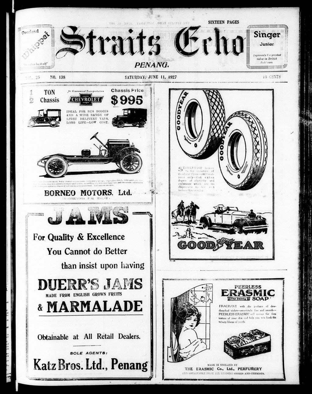 Miniature of Straits Echo 11 June 1927