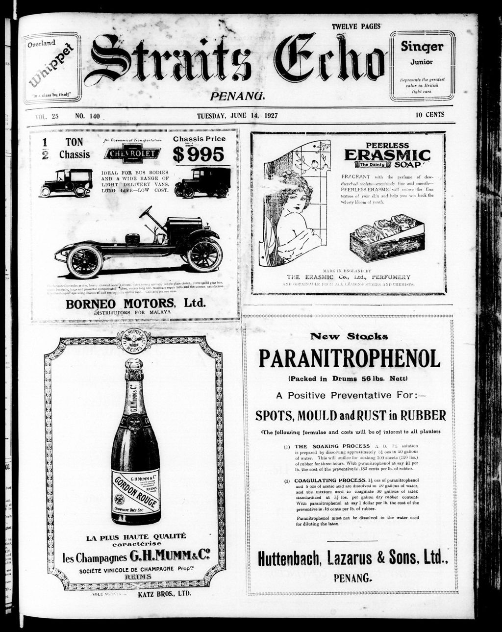 Miniature of Straits Echo 14 June 1927