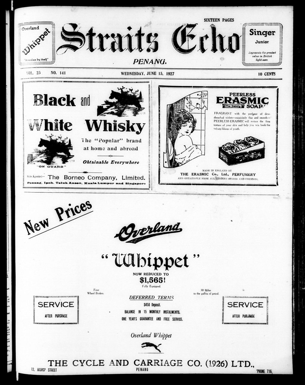 Miniature of Straits Echo 15 June 1927