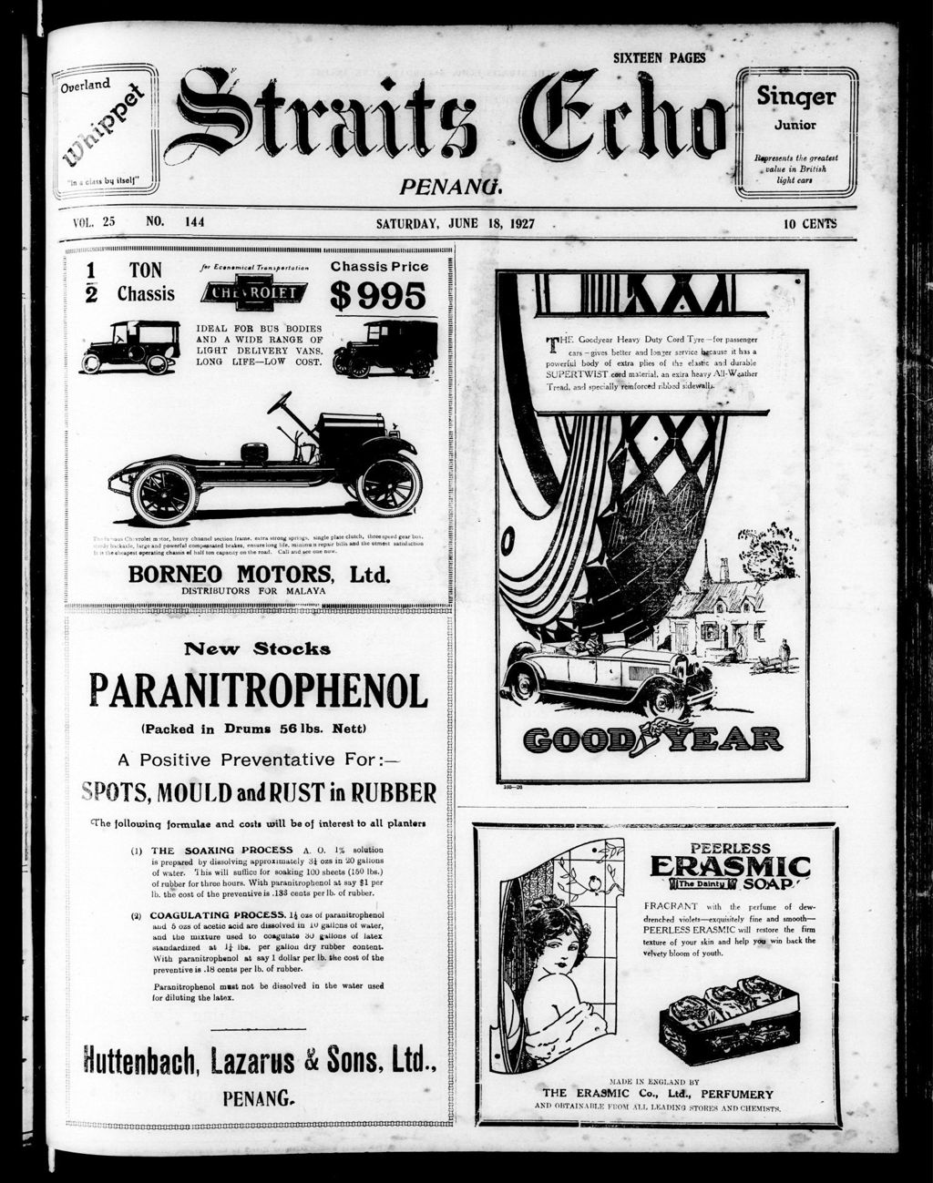 Miniature of Straits Echo 18 June 1927