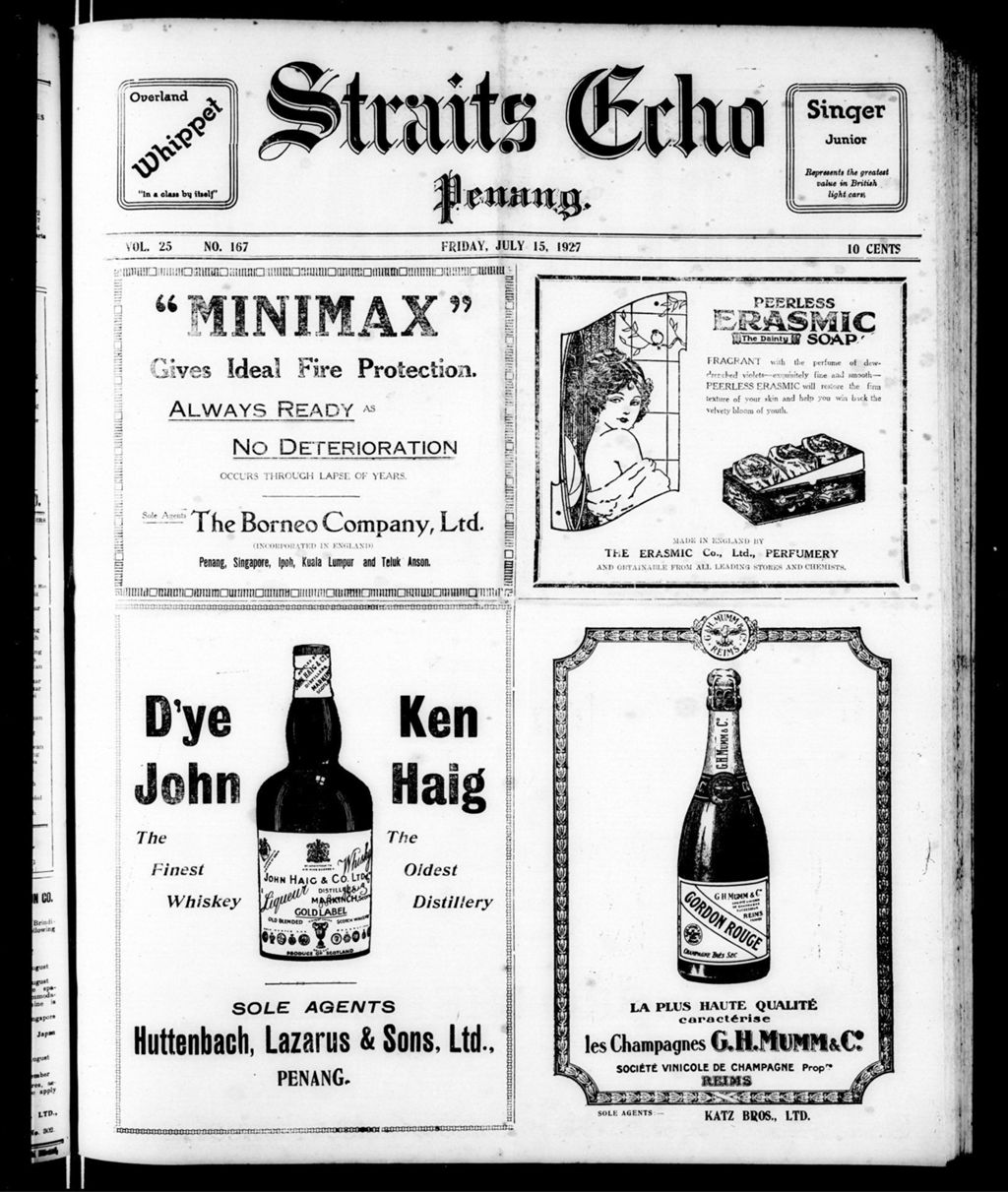 Miniature of Straits Echo 15 July 1927