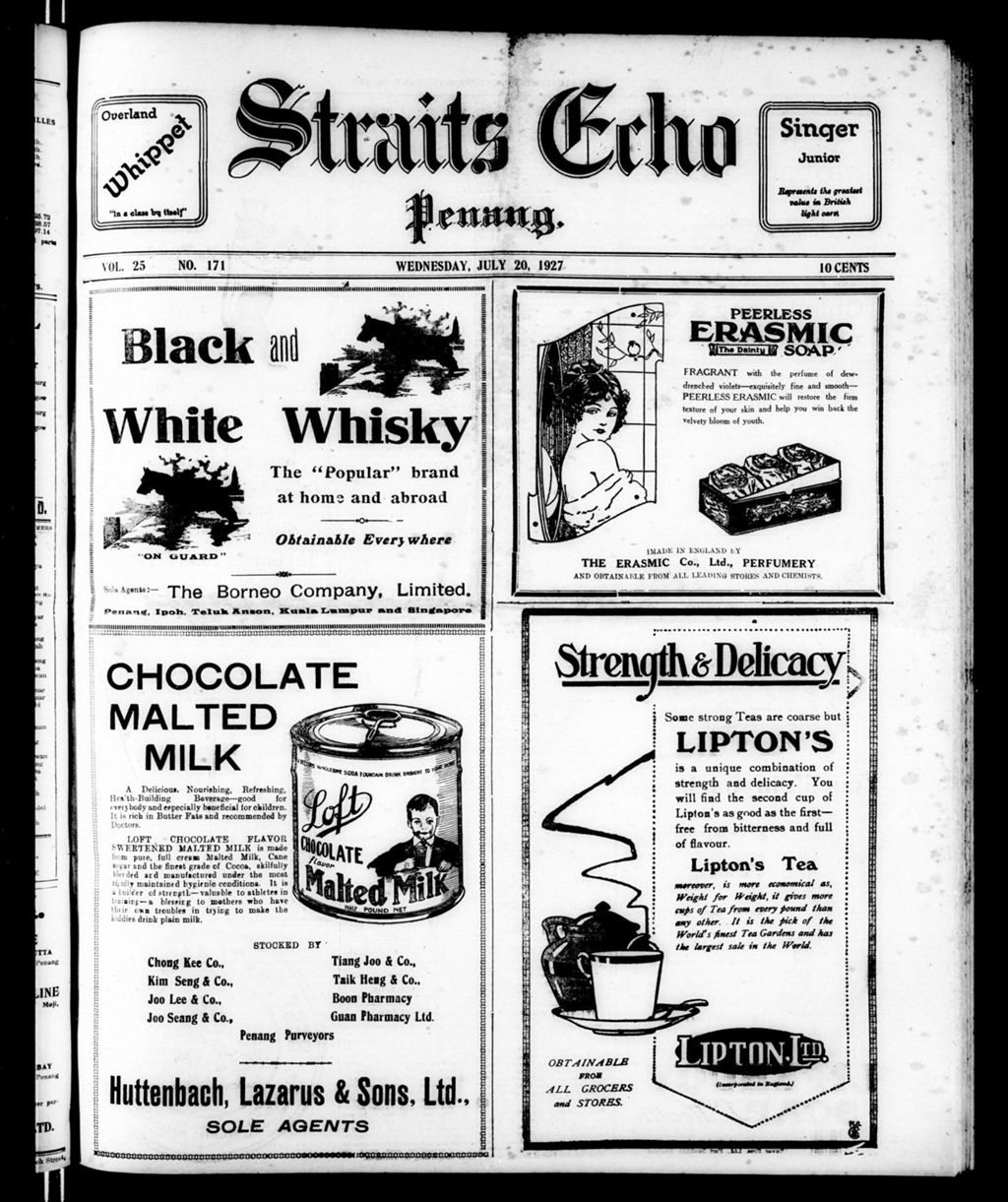 Miniature of Straits Echo 20 July 1927