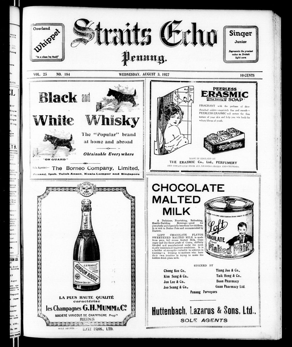 Miniature of Straits Echo 03 August 1927