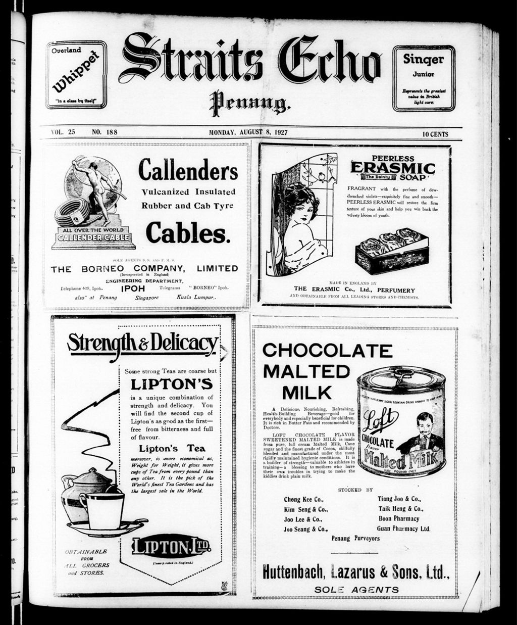 Miniature of Straits Echo 08 August 1927