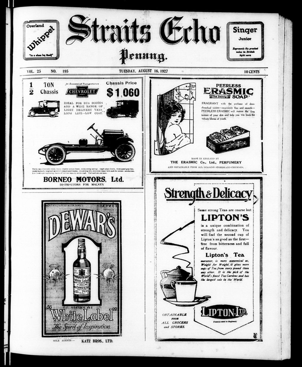 Miniature of Straits Echo 16 August 1927