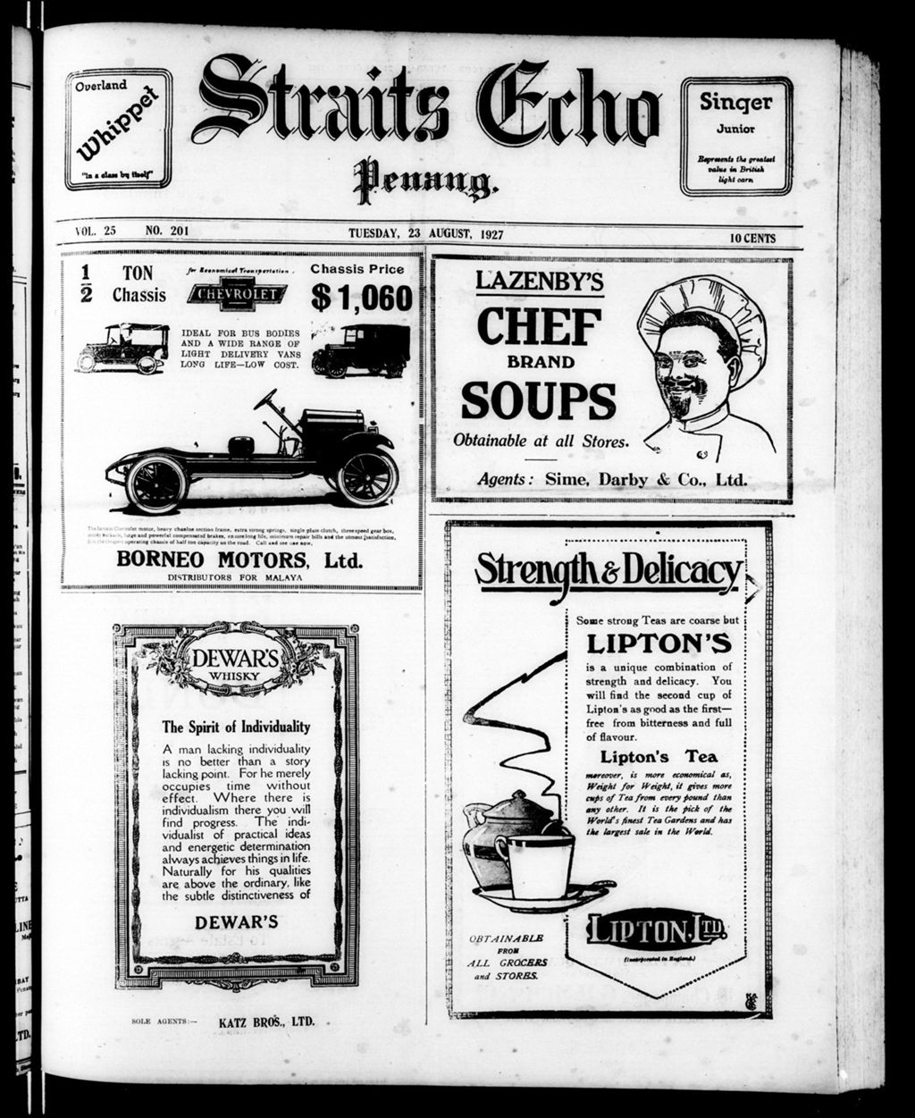 Miniature of Straits Echo 23 August 1927