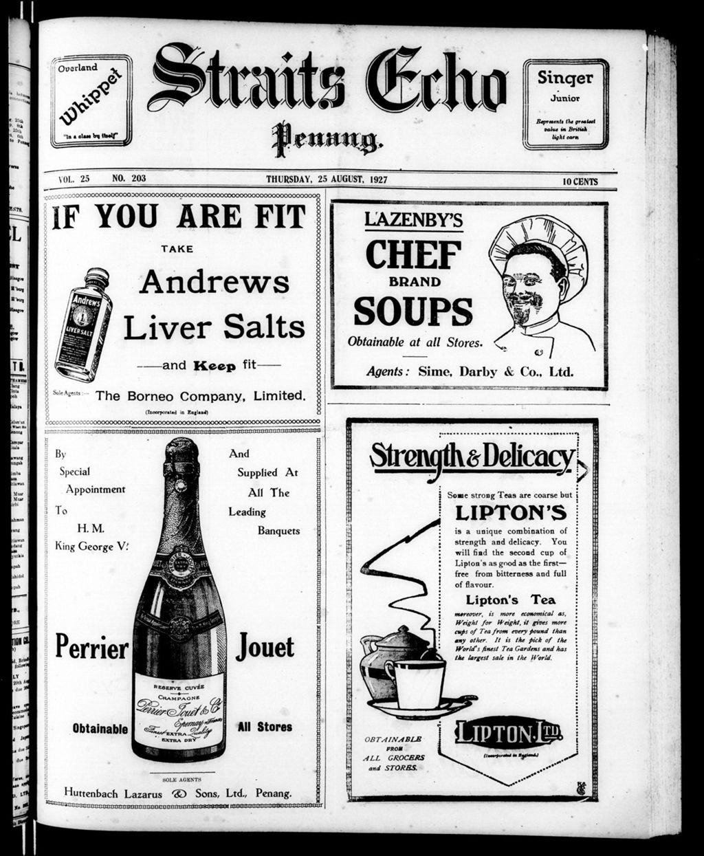 Miniature of Straits Echo 25 August 1927