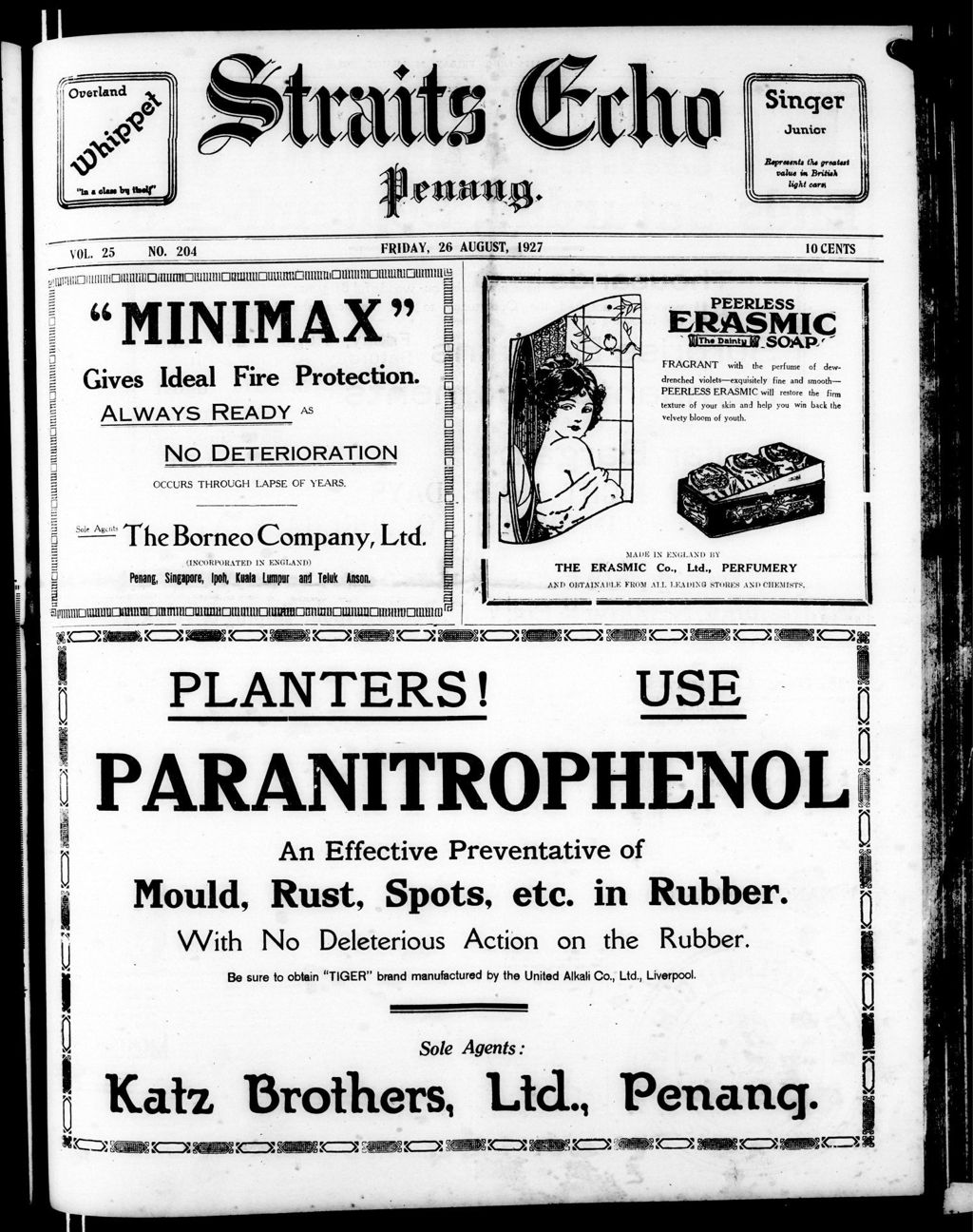 Miniature of Straits Echo 26 August 1927