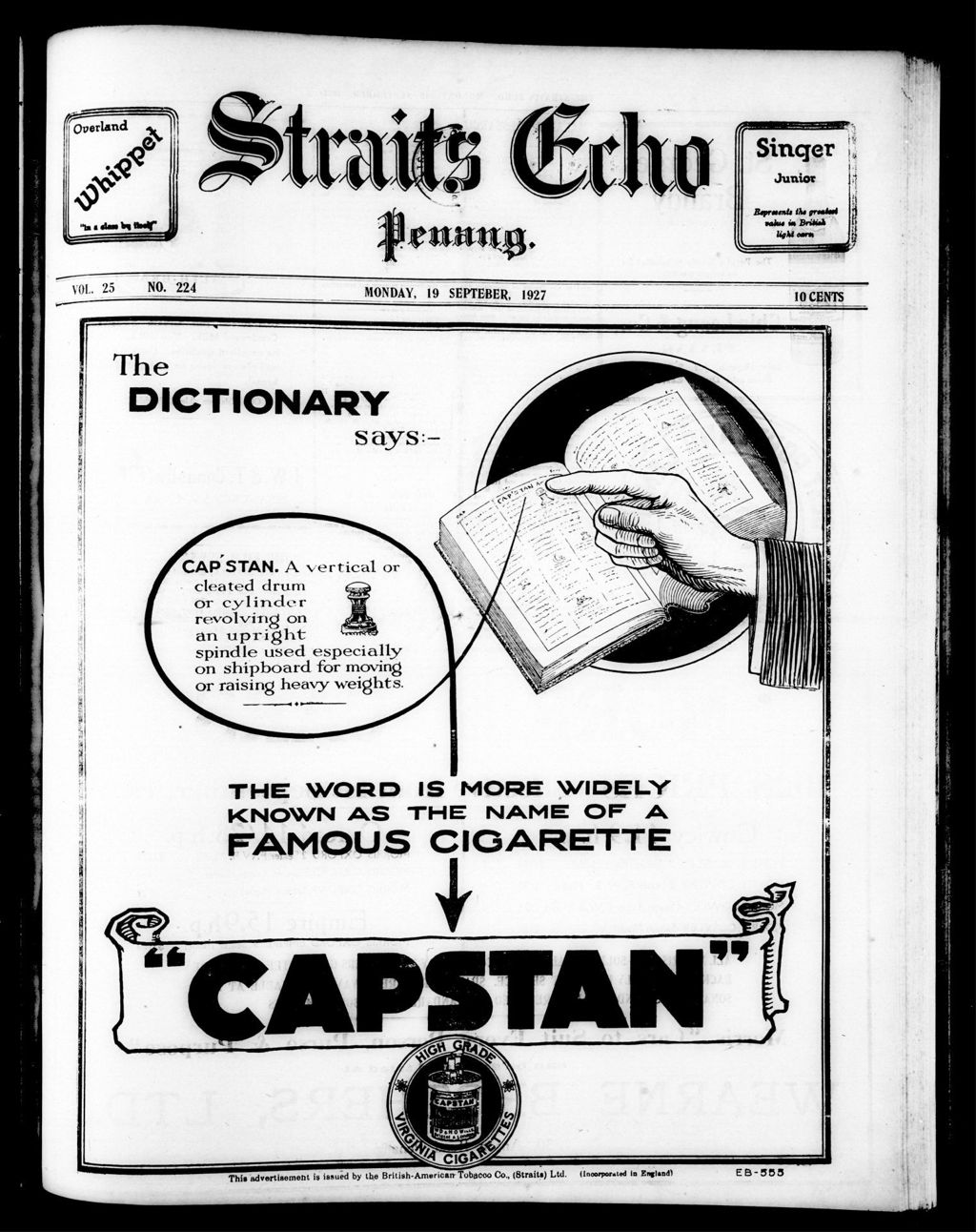 Miniature of Straits Echo 19 September 1927