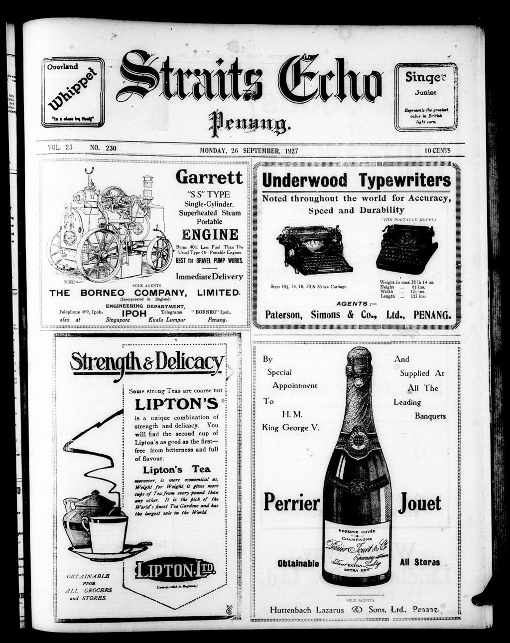 Miniature of Straits Echo 26 September 1927