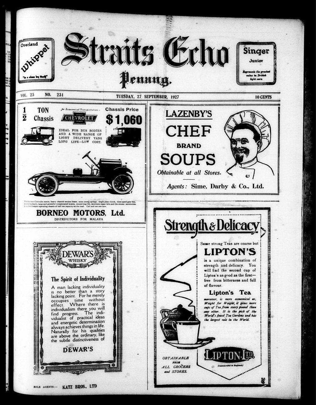 Miniature of Straits Echo 27 September 1927