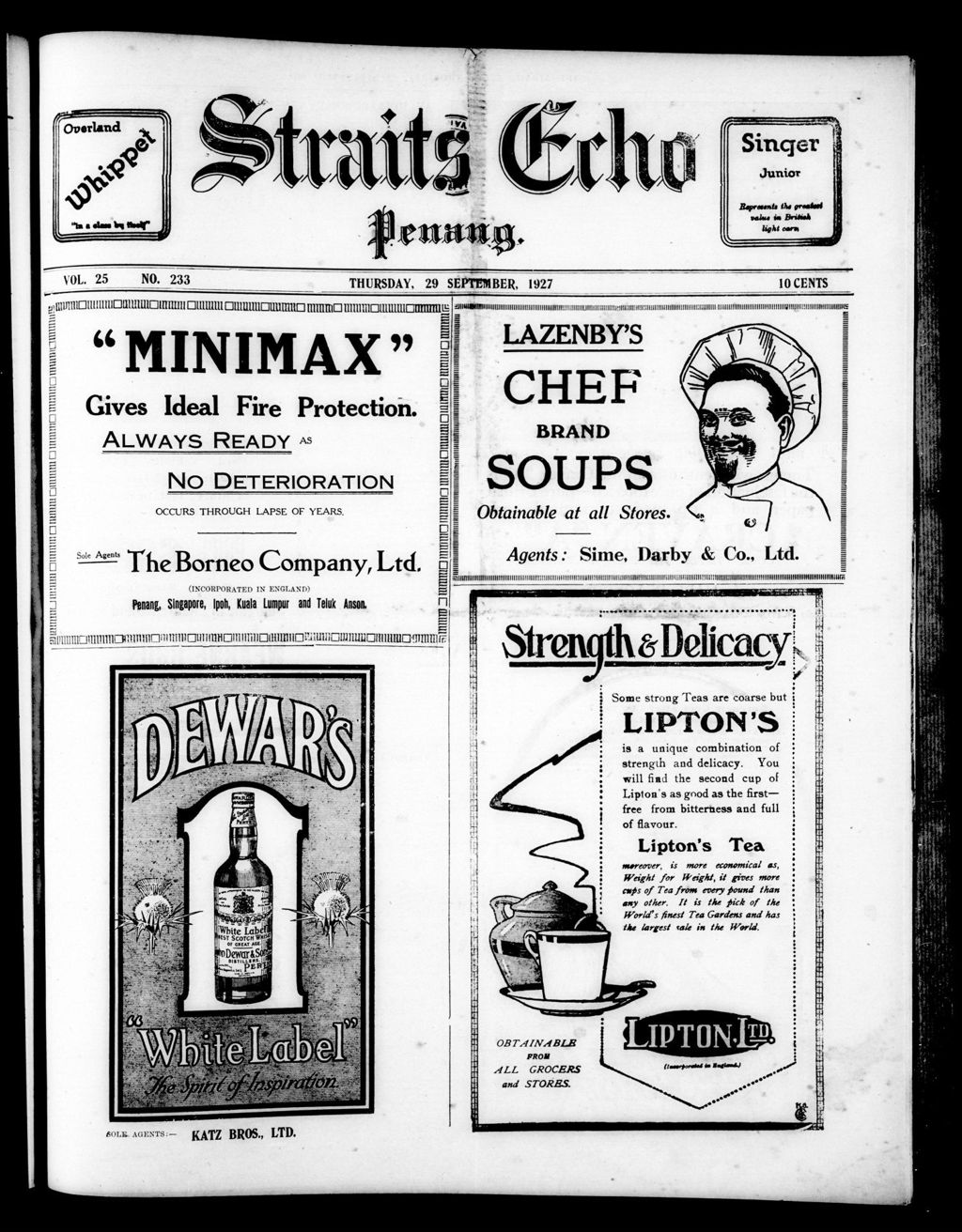 Miniature of Straits Echo 29 September 1927