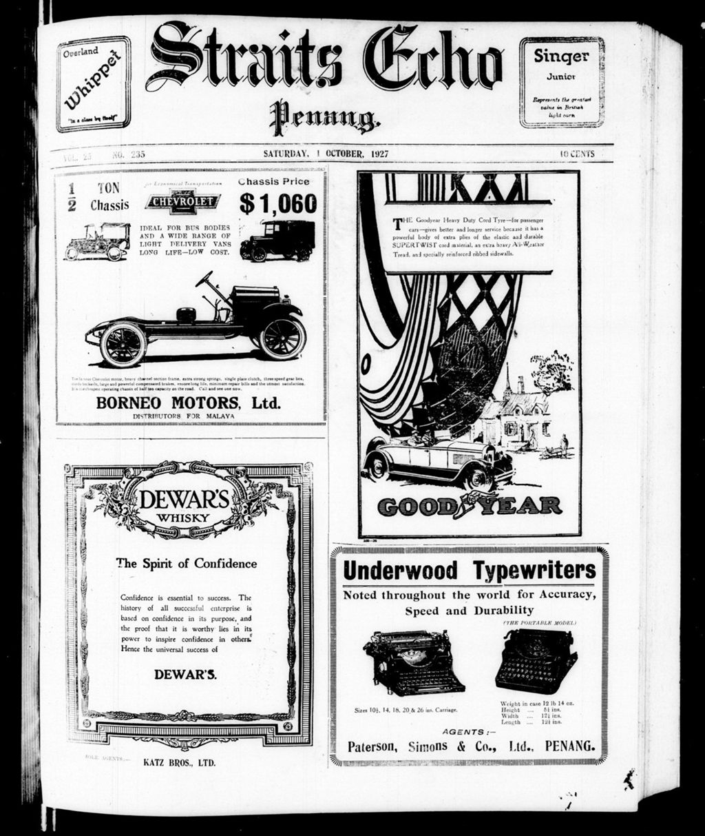 Miniature of Straits Echo 01 October 1927