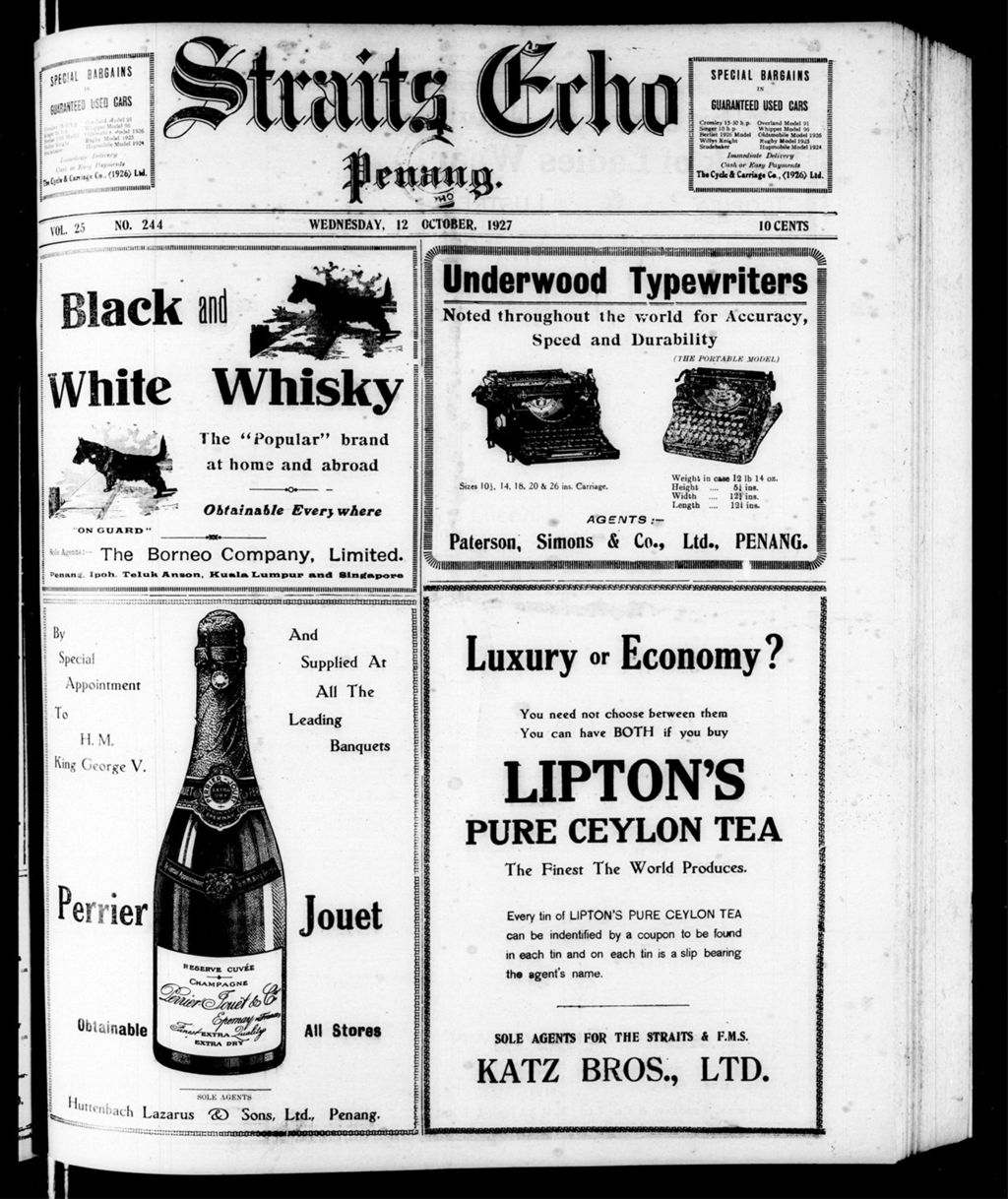 Miniature of Straits Echo 12 October 1927