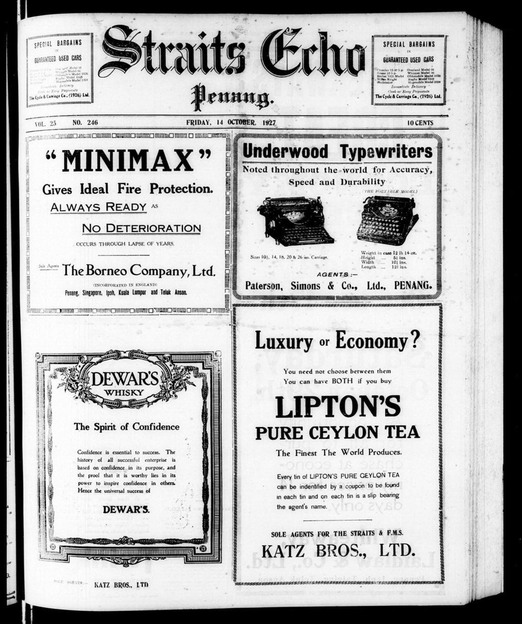 Miniature of Straits Echo 14 October 1927